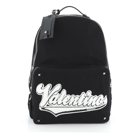 New! Valentino Garavani Fabric Backpack with Logo Applique - Picture 1 of 8